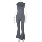 Damen Fließender Jumpsuit mit ausgestellt Bein R&B