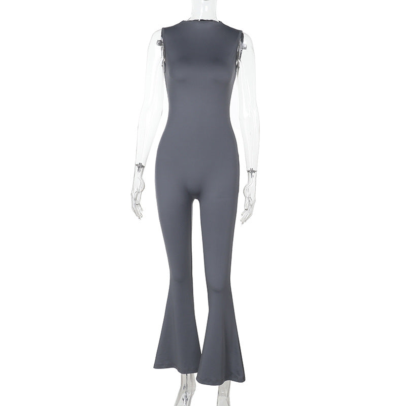 Damen Fließender Jumpsuit mit ausgestellt Bein R&B