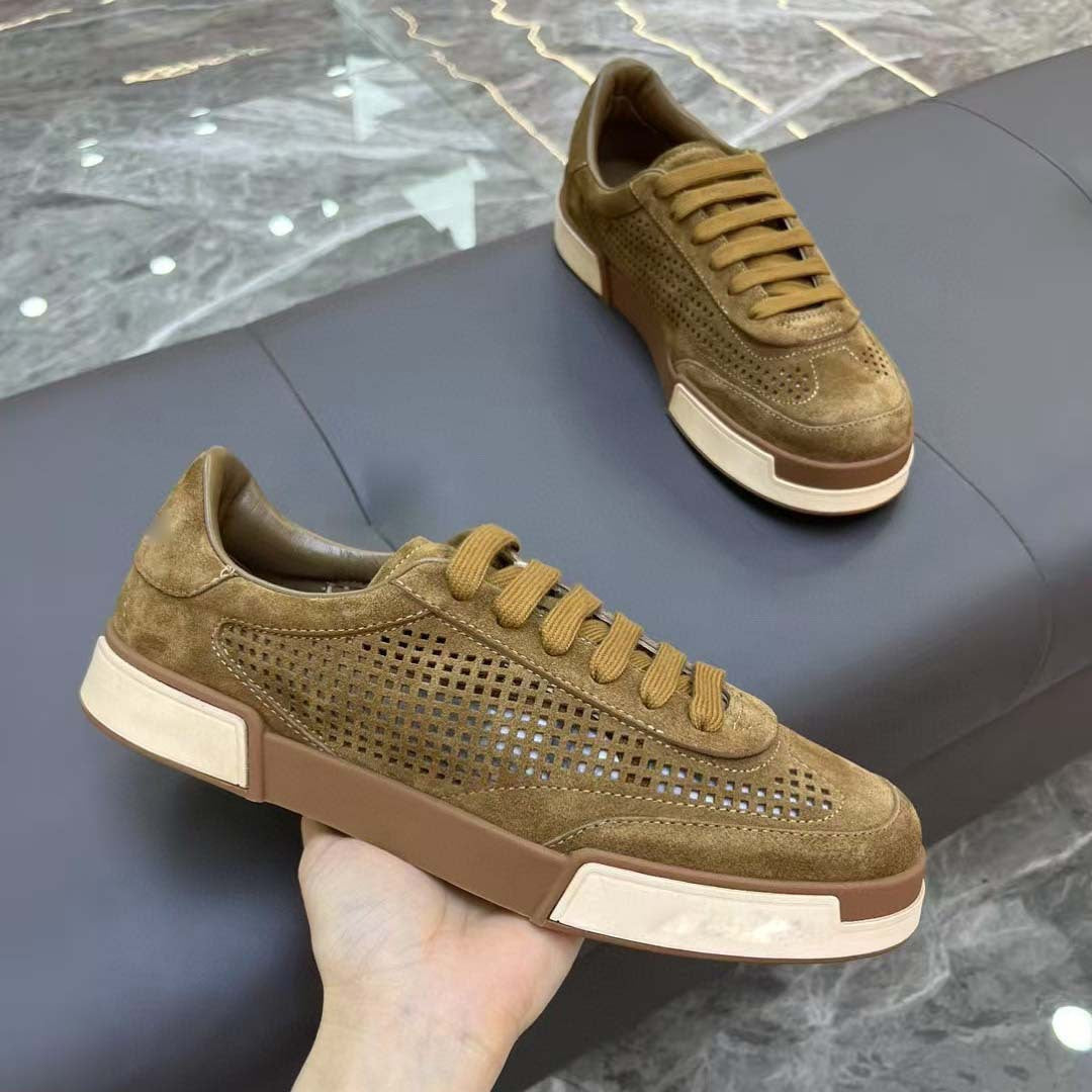 Damen atmungsaktive Freizeitsneakers aus hochwertigem Wildleder mit perforierten Details R&B