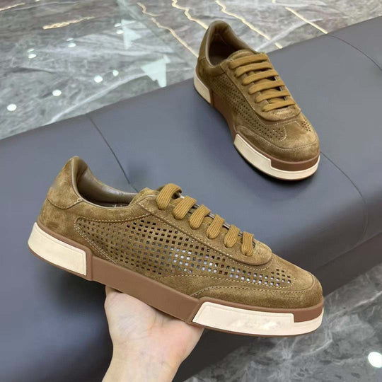 Damen atmungsaktive Freizeitsneakers aus hochwertigem Wildleder mit perforierten Details R&B
