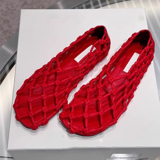 Damen Freizeit-Ballerinas mit atmungsaktiver Netzstruktur und rutschfester Sohle R&B
