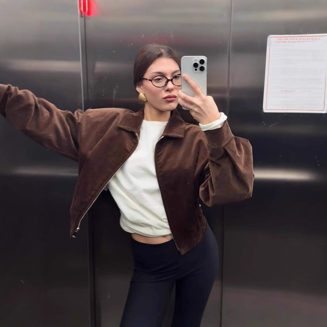 Damen trendige Wildlederjacke R&B