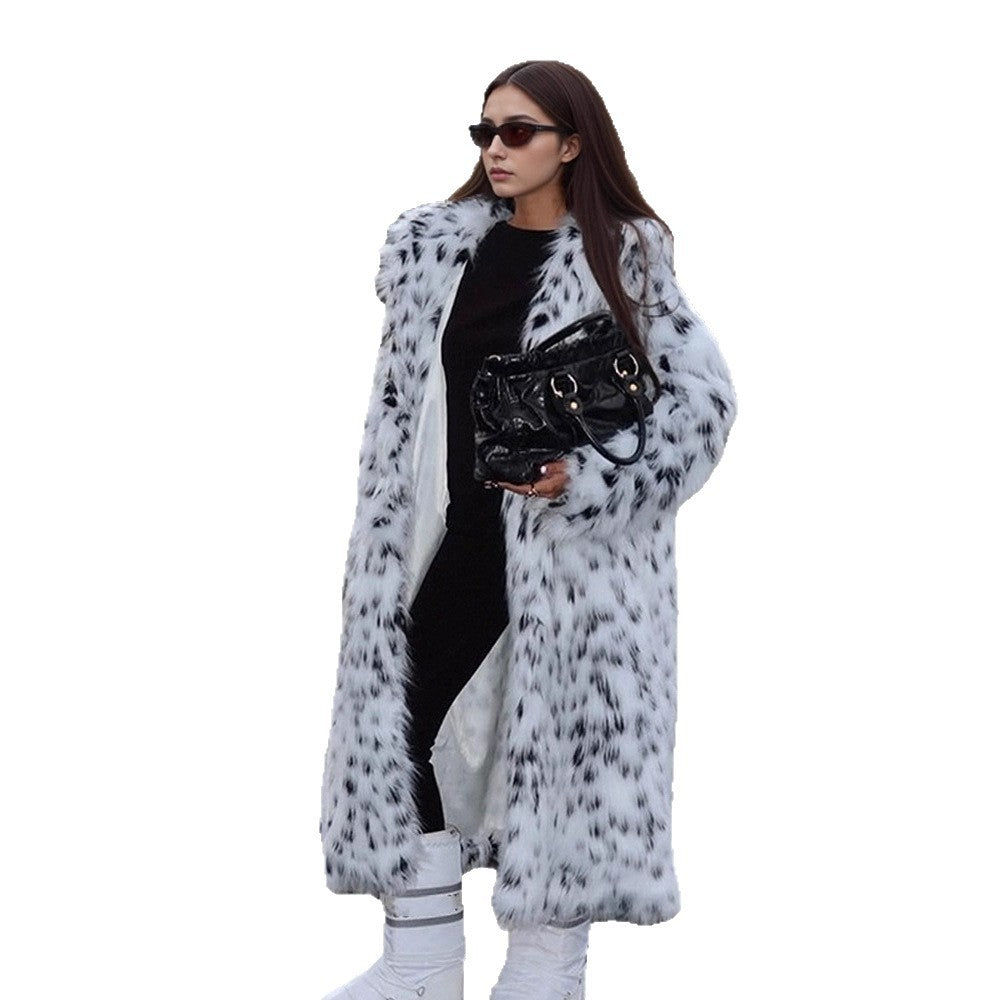 Damen Eleganter Kunstpelzmantel mit luxuriösem Muster R&B