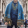 Herren Strickjacke mit einzigartigen Mustern und großer Kapuze R&B