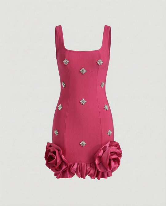 Damen Abendkleid kurz mit Volants