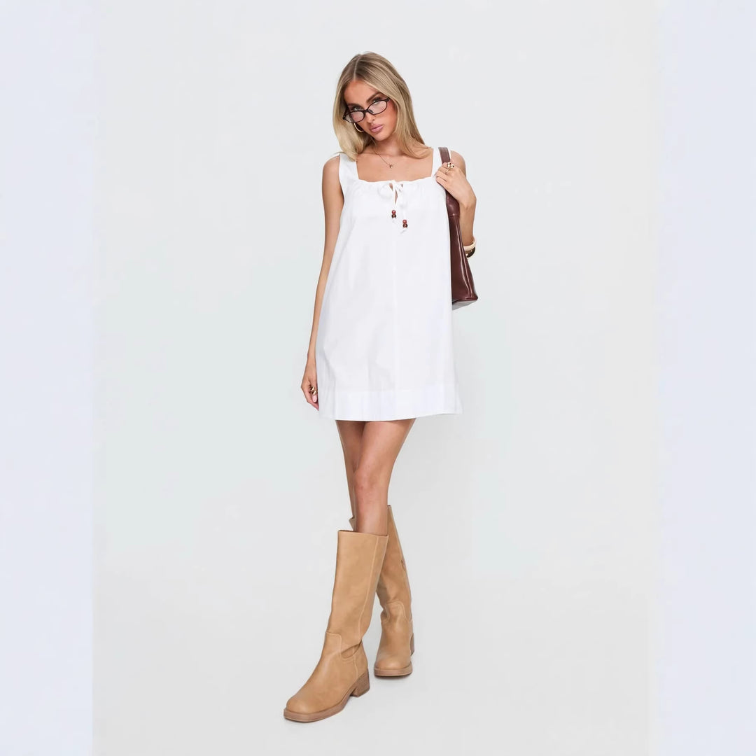 Damen lässiges Sommerkleid mit verstellbarem Schnürdesign und luftiger Silhouette R&B