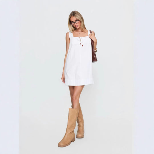Damen lässiges Sommerkleid mit verstellbarem Schnürdesign und luftiger Silhouette R&B
