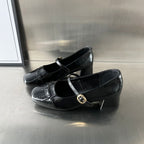 Damen Elegante Ballerinas mit dekorativem Riemen und hochwertiger Lederoberfläche R&B