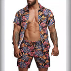 Herren kurzärmliges Hemd und Badeshorts Set R&B
