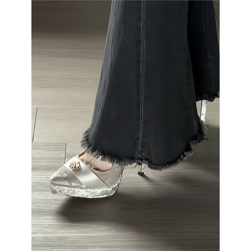 Damen elegante High Heel Pumps mit raffinierten Perlenakzenten R&B
