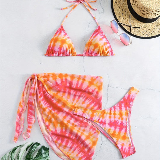 Damen Triangel-Bikini Set mit Wickelrock R&B