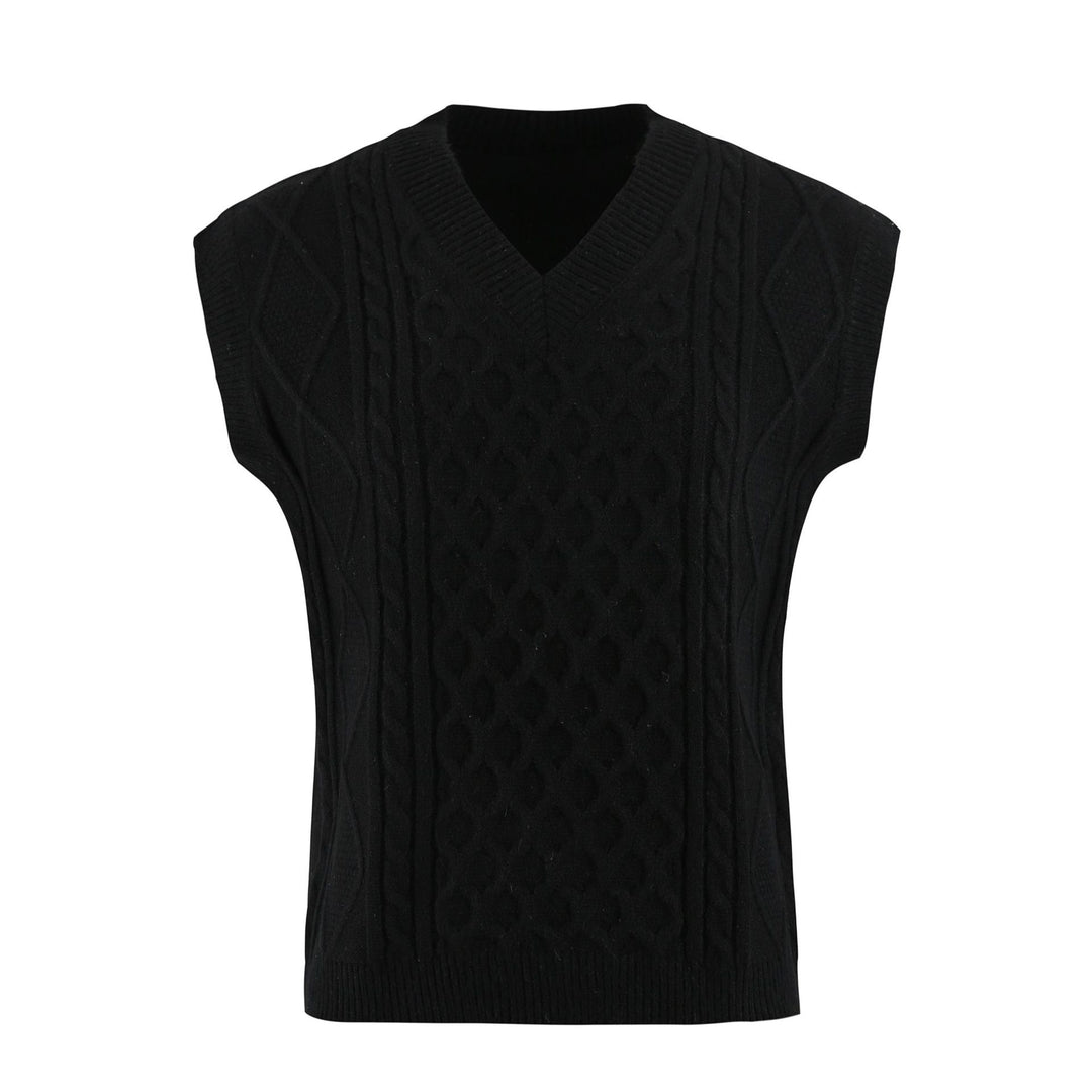 Damen Strickweste mit V-Ausschnitt und Kabelmuster R&B