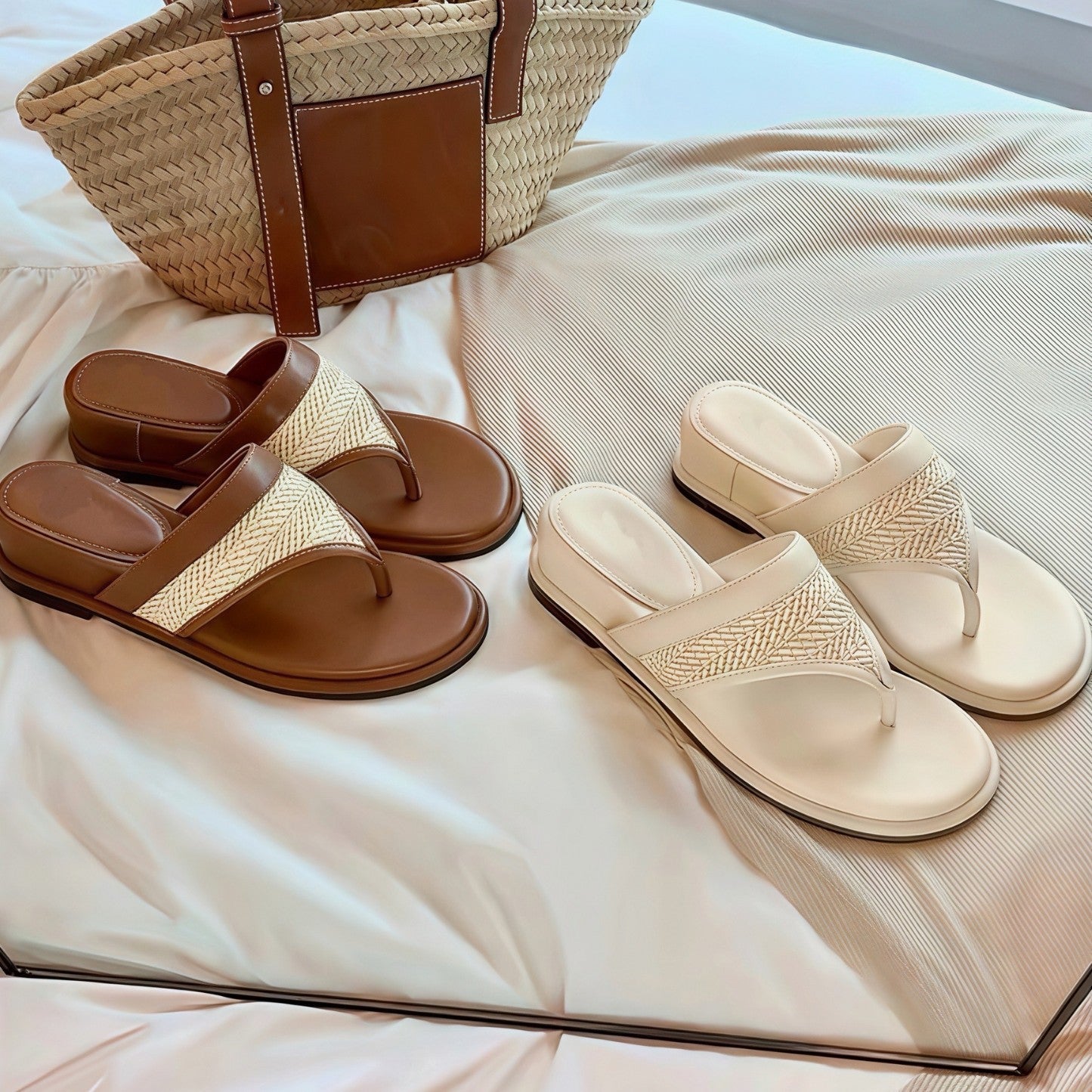 Damen Zehentrenner-Sandalen mit elegantem Riemen und komfortablem Fußbett