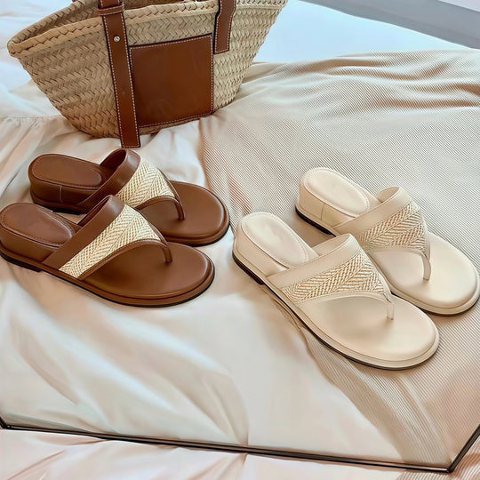 Damen Zehentrenner-Sandalen mit elegantem Riemen und komfortablem Fußbett R&B
