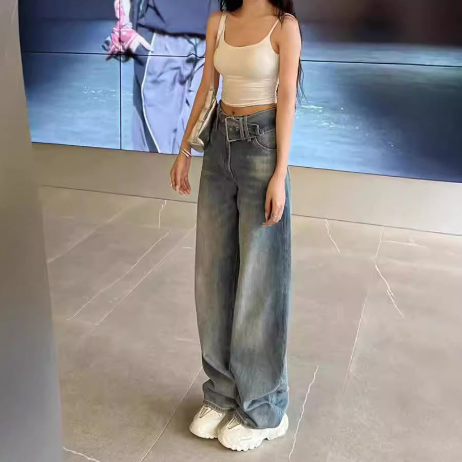 Damen Weite Denim-Hose mit hohem Bund und modernem Schnitt R&B