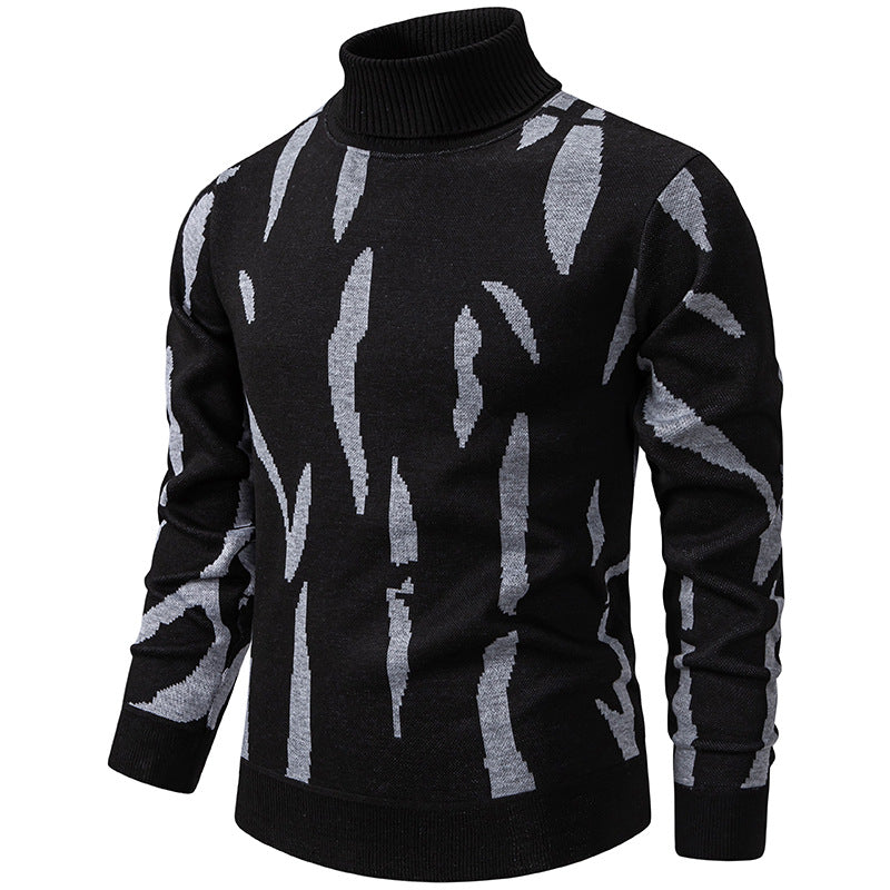 Herren modischer Pullover mit Stehkragen und einzigartigem Muster R&B