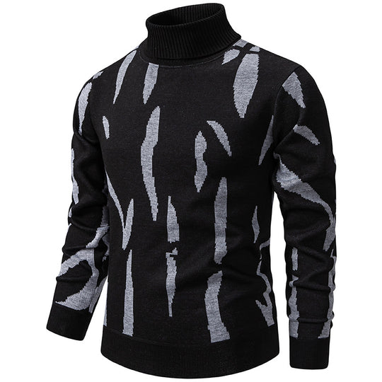 Herren modischer Pullover mit Stehkragen und einzigartigem Muster R&B