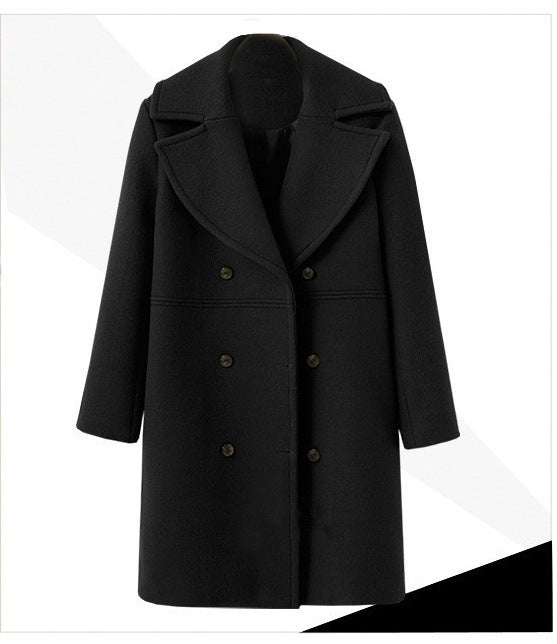 Damen Eleganter Doppelt-knopf Mantel mit modernem Revers R&B
