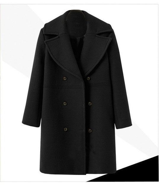 Damen Eleganter Doppelt-knopf Mantel mit modernem Revers R&B