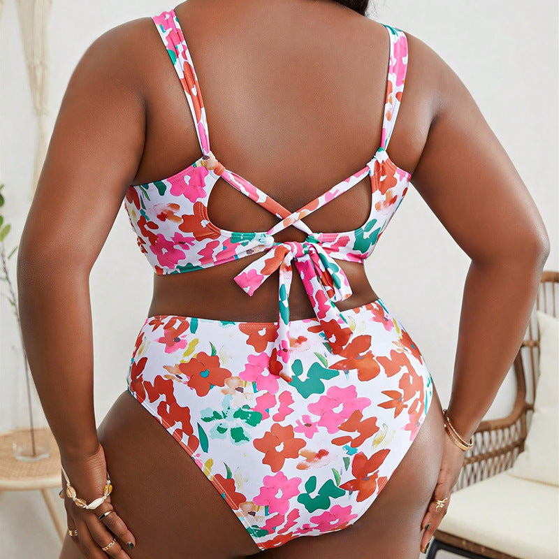Damen Bikini-Set mit floralem Muster und hohem Bund R&B