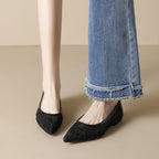 Damen elegante Ballerinas mit schimmernden Strassdetails und transparentem Obermaterial