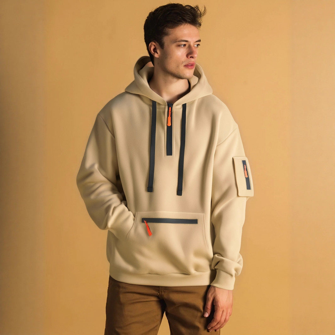 Herren sportlicher Hoodie mit praktischen Taschen und modischem Reißverschluss R&B
