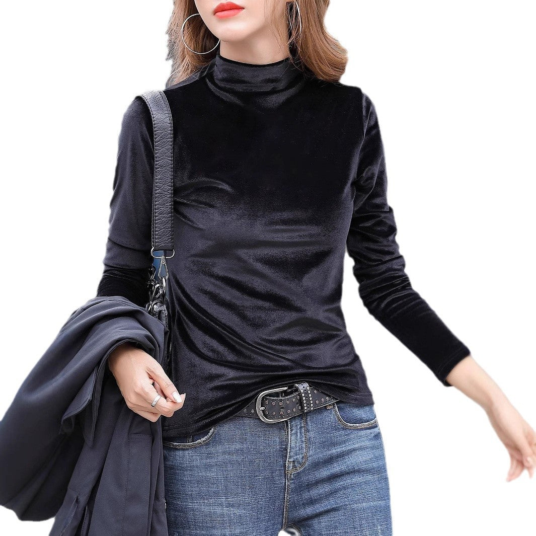 Damen Elegantes Veloursoberteil mit hohem Kragen R&B