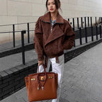 Damen modische Oversized jacke mit Gürtel R&B