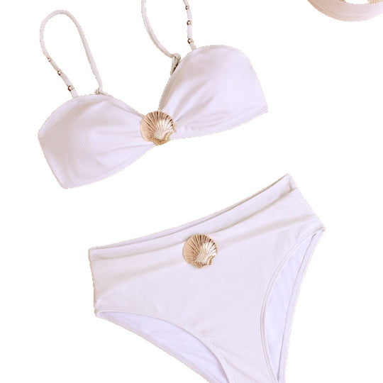 Damen Hochgeschnittener Bikini mit glamourösen Muschel-Details R&B
