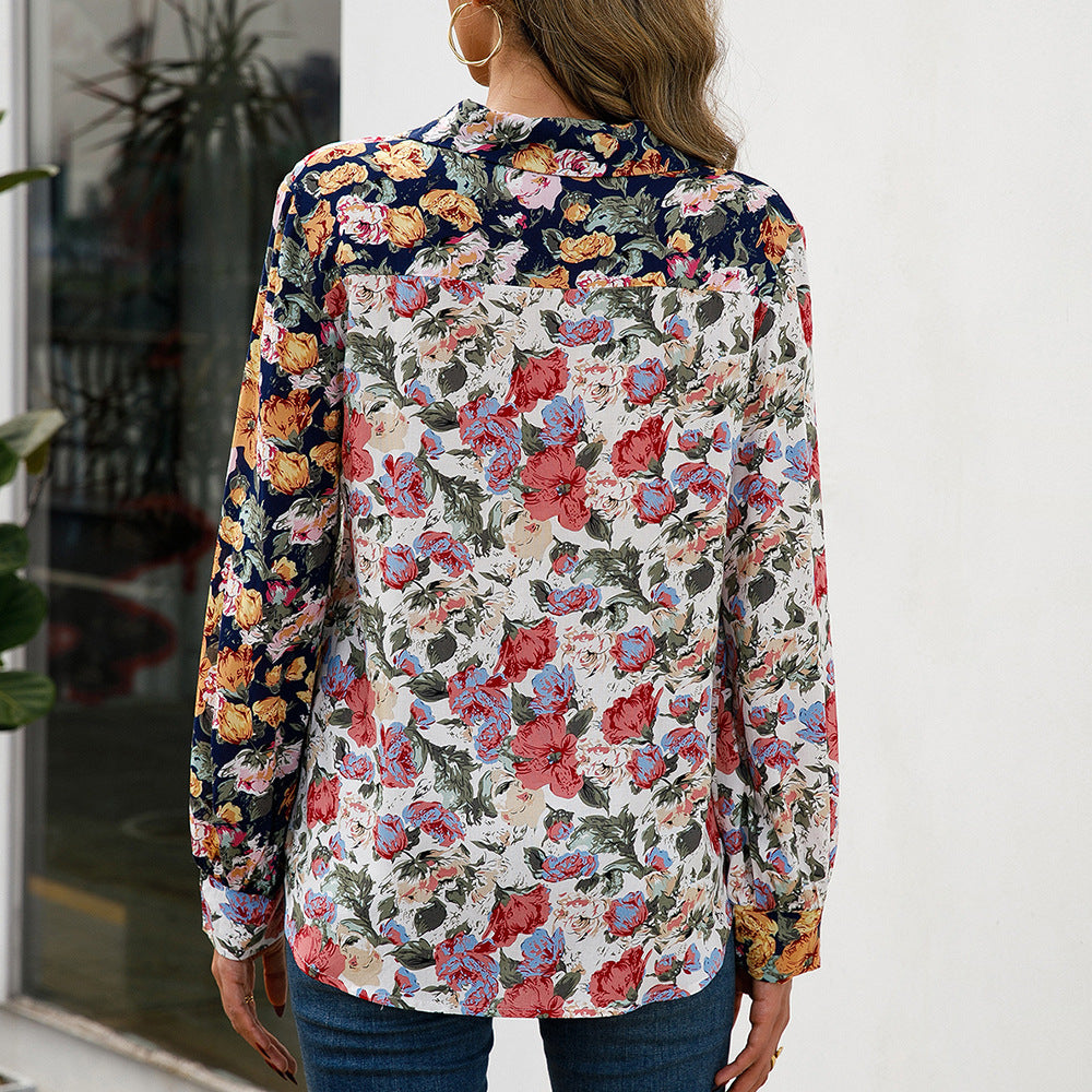 Damen elegante Bluse mit floralem Design und Knopfdetails R&B