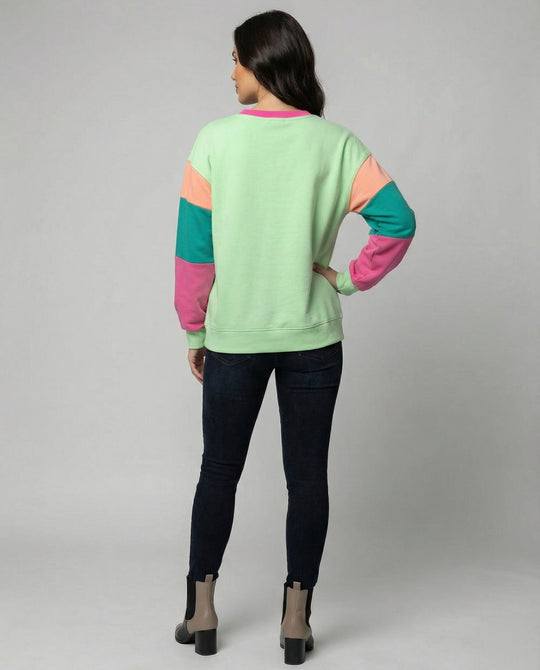Damen lässiger Sweatshirt mit kontrastierenden Ärmeln R&B