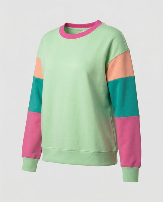 Damen lässiger Sweatshirt mit kontrastierenden Ärmeln R&B