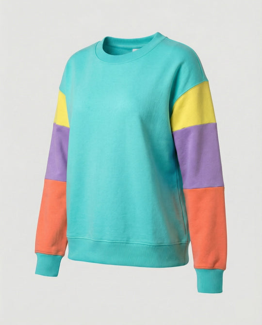 Damen lässiger Sweatshirt mit kontrastierenden Ärmeln R&B