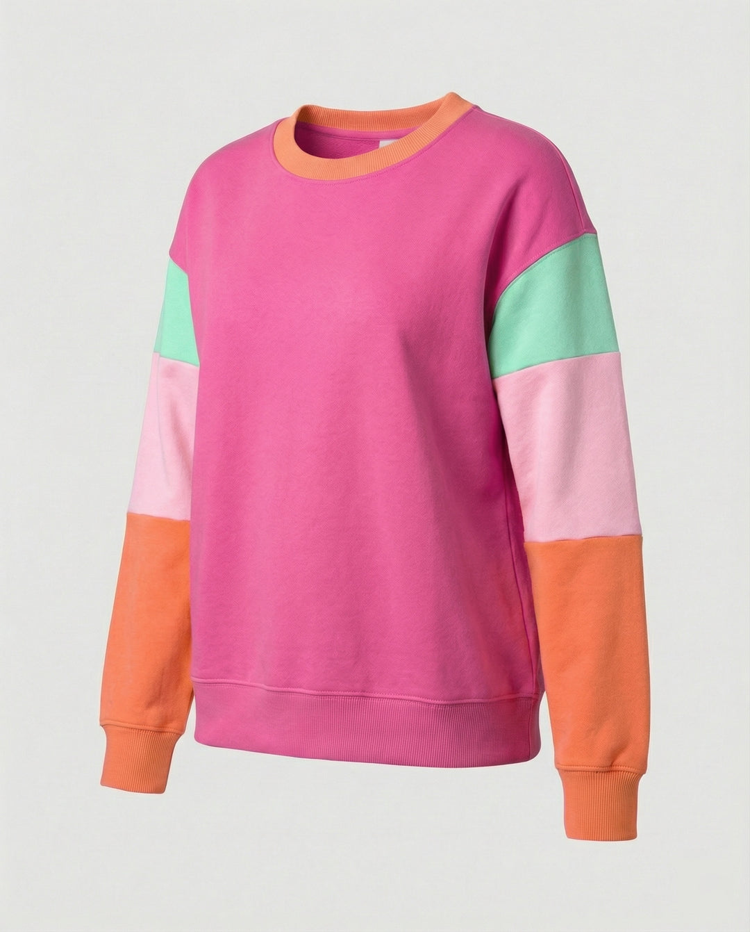Damen lässiger Sweatshirt mit kontrastierenden Ärmeln R&B