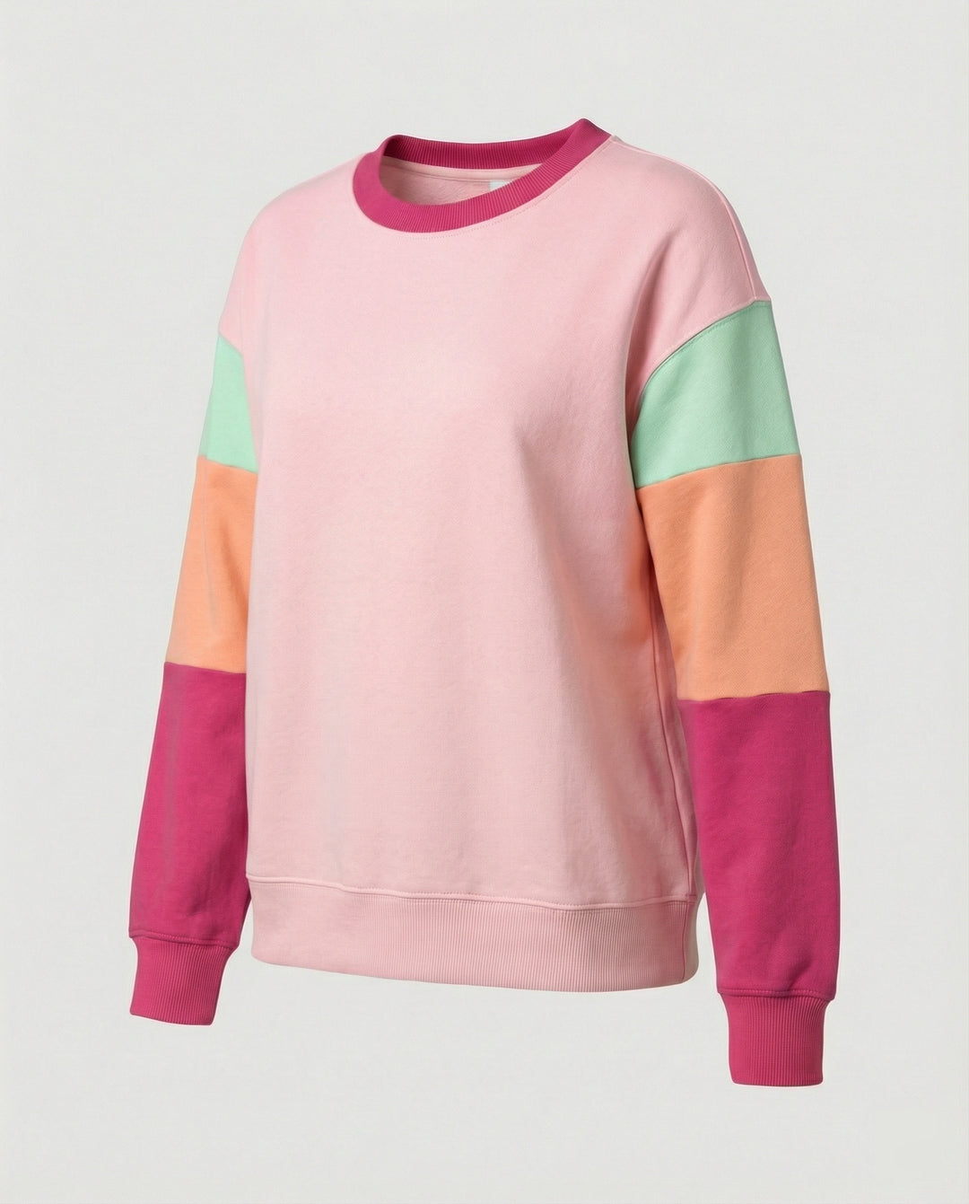 Damen lässiger Sweatshirt mit kontrastierenden Ärmeln R&B