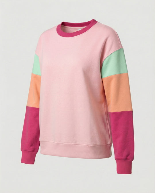 Damen lässiger Sweatshirt mit kontrastierenden Ärmeln R&B