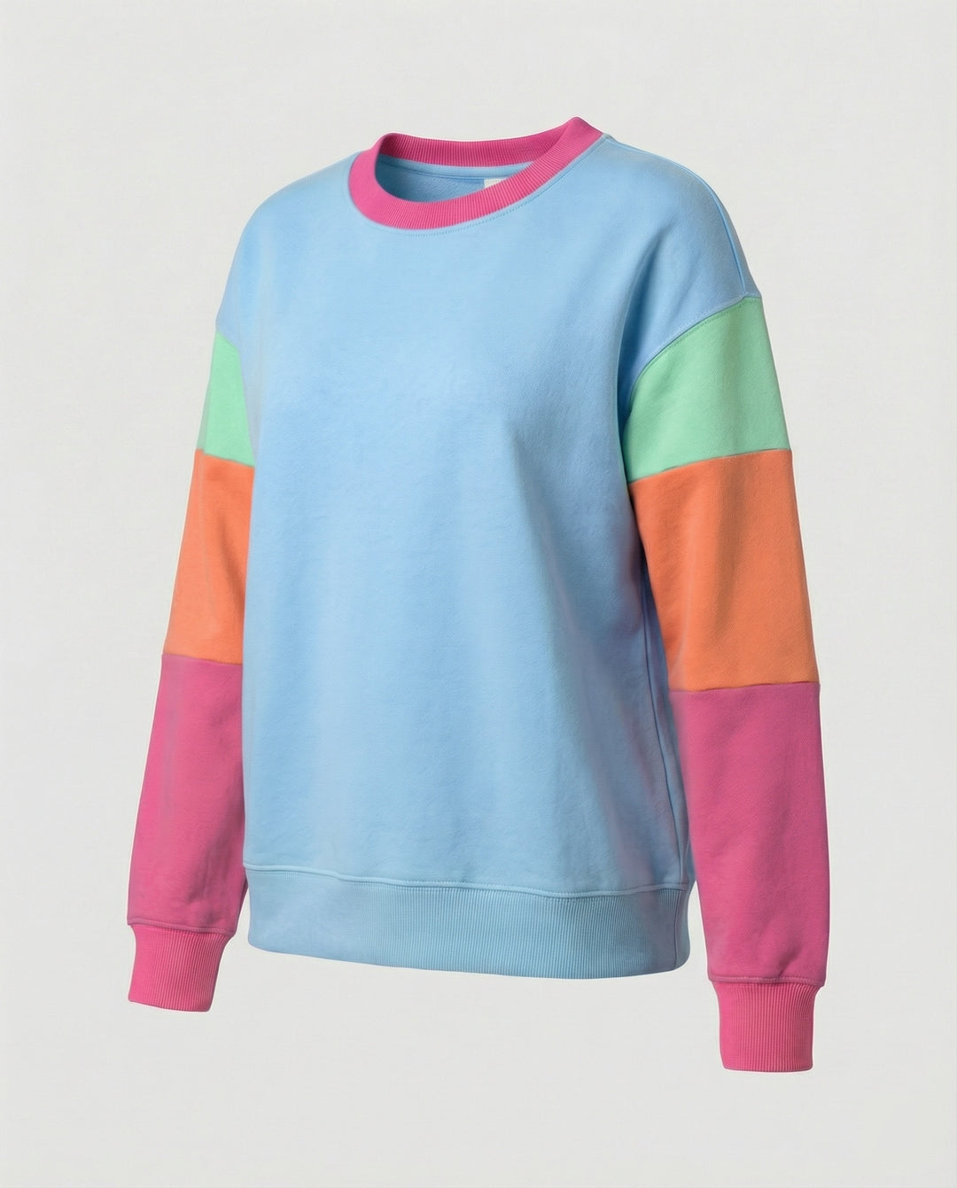 Damen lässiger Sweatshirt mit kontrastierenden Ärmeln R&B