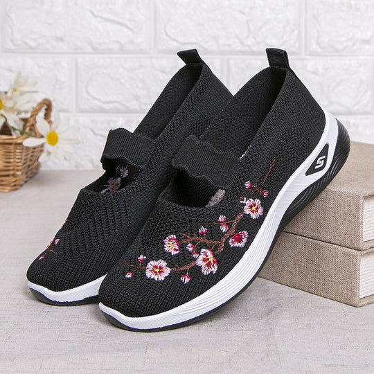 Damen modische Stoffschuhe mit elastischem Riemen und floralem Design R&B
