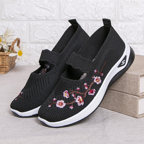 Damen modische Stoffschuhe mit elastischem Riemen und floralem Design R&B