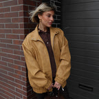 Damen Modische Kunstlederjacke mit lässigem Schnitt R&B