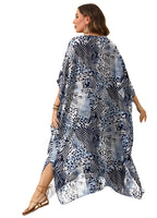 Damen lässiges Maxikleid mit asymmetrischem Saum und Animal-Print R&B