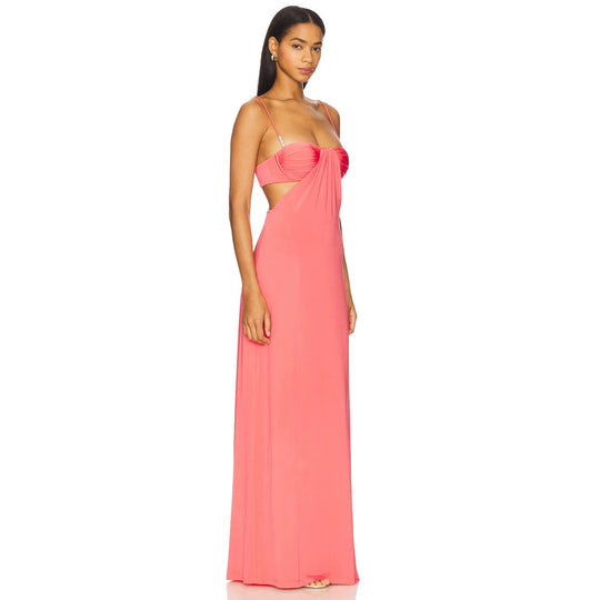 Damen nan Maxikleid mit Bustier-Cups, seitlichen Cut-Outs und feinen Spaghettiträgern R&B