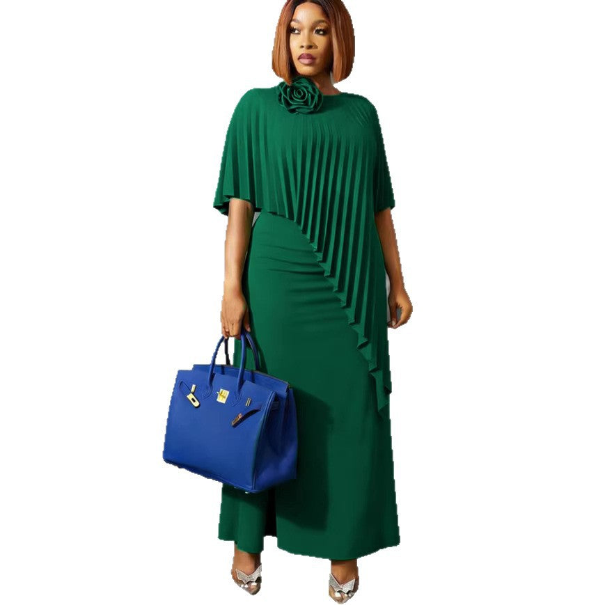 Damen ärmelloses Maxi-Kleid mit elegantem Faltenverlauf R&B