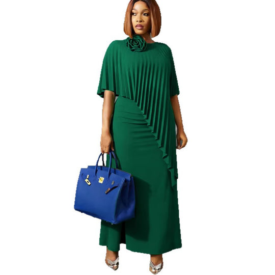 Damen ärmelloses Maxi-Kleid mit elegantem Faltenverlauf R&B