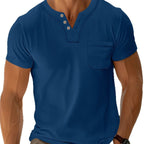 Herren Freizeit T-Shirt mit modernem Henley-Ausschnitt und praktischer Brusttasche R&B
