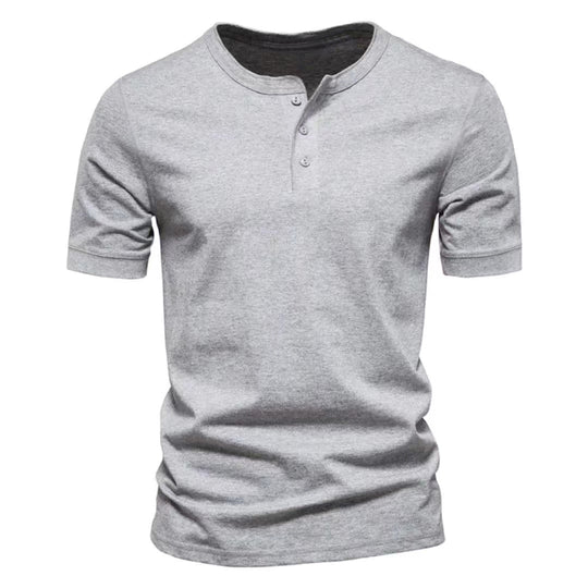 Herren Kurzarm-Henley-Shirt mit praktischer Knopfleiste und bequemer Passform R&B