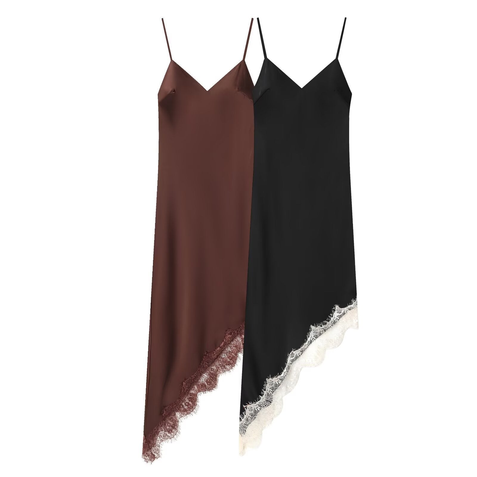 Damen Satin Nachthemd mit elegantem Spitzenbesatz R&B