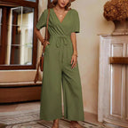 Damen Lässiger Jumpsuit mit hohem Bund und praktischen Taschen R&B