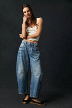 Damen Oversized Jeans im lässigen Schnitt mit modischen Details R&B