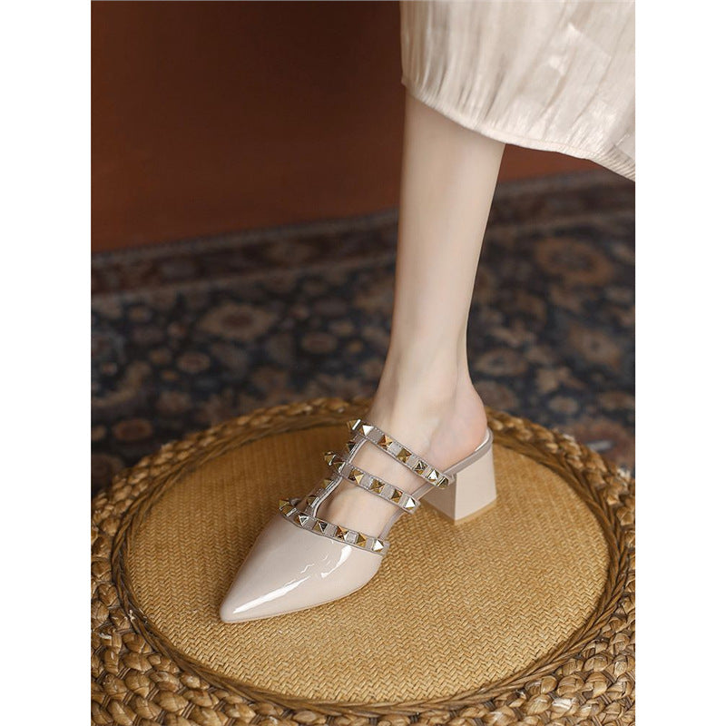 Damen elegante Slingback Mules mit dekorativen Riemen R&B